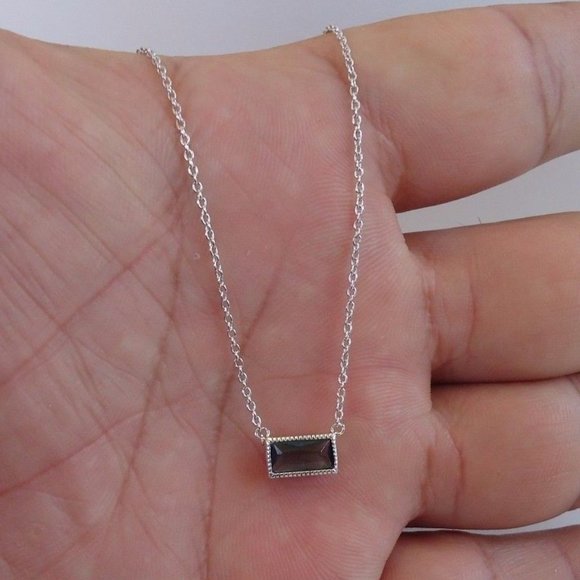 RECTANGULAR BLUE PEARL NECKLACE PENDANT W/ .50 ct BLUE TOPAZ